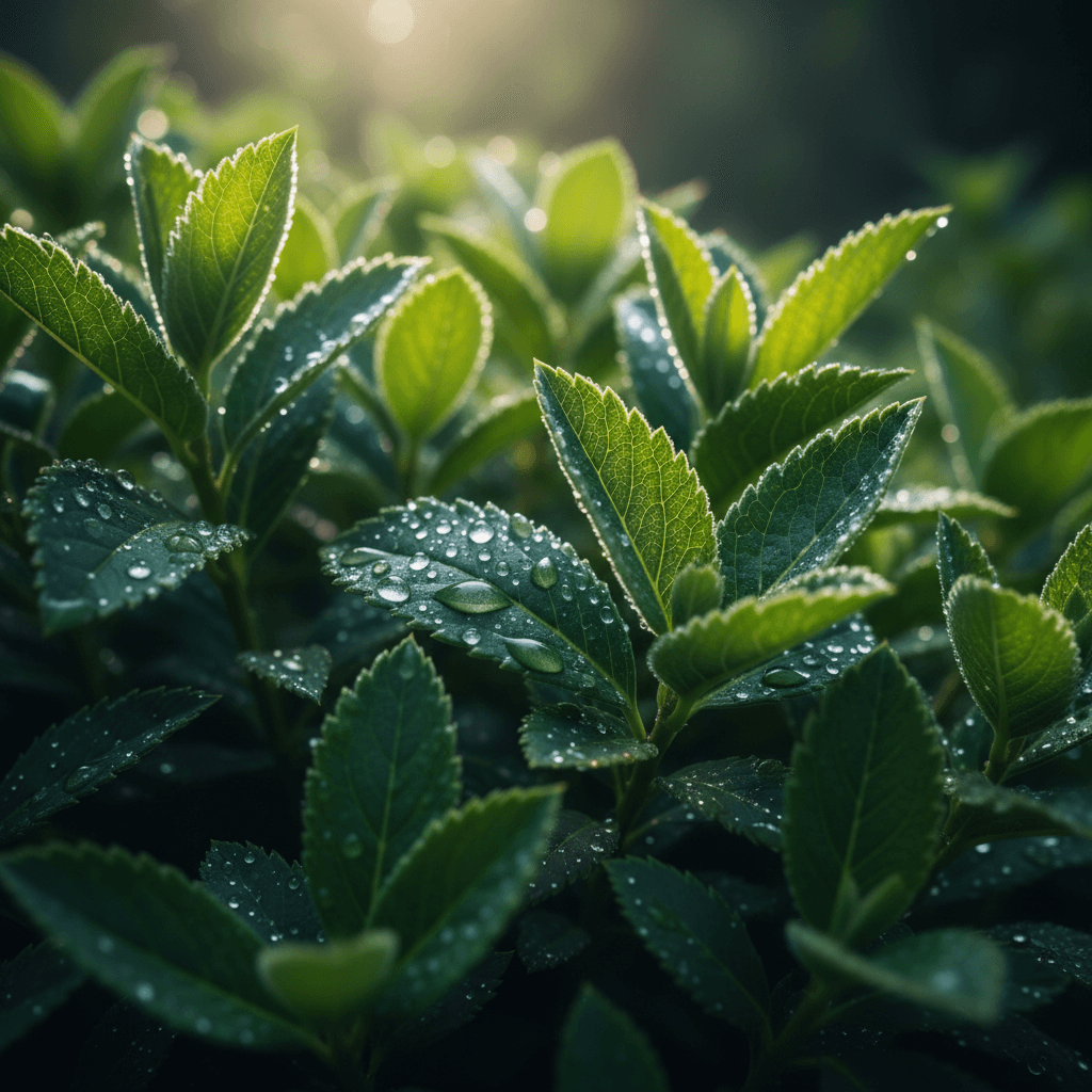 Fresh locally-sourced greenery with dew drops