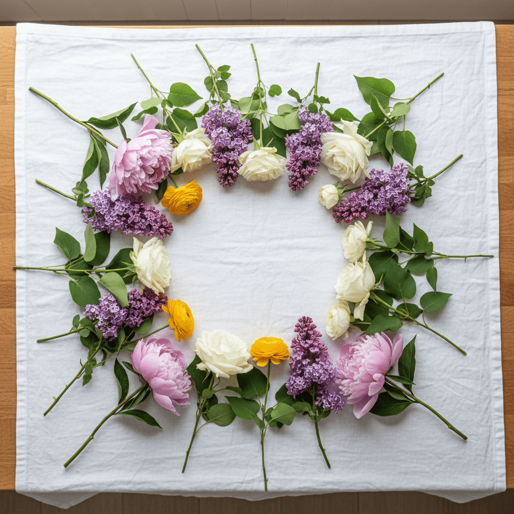 Mixed seasonal flowers on a counter