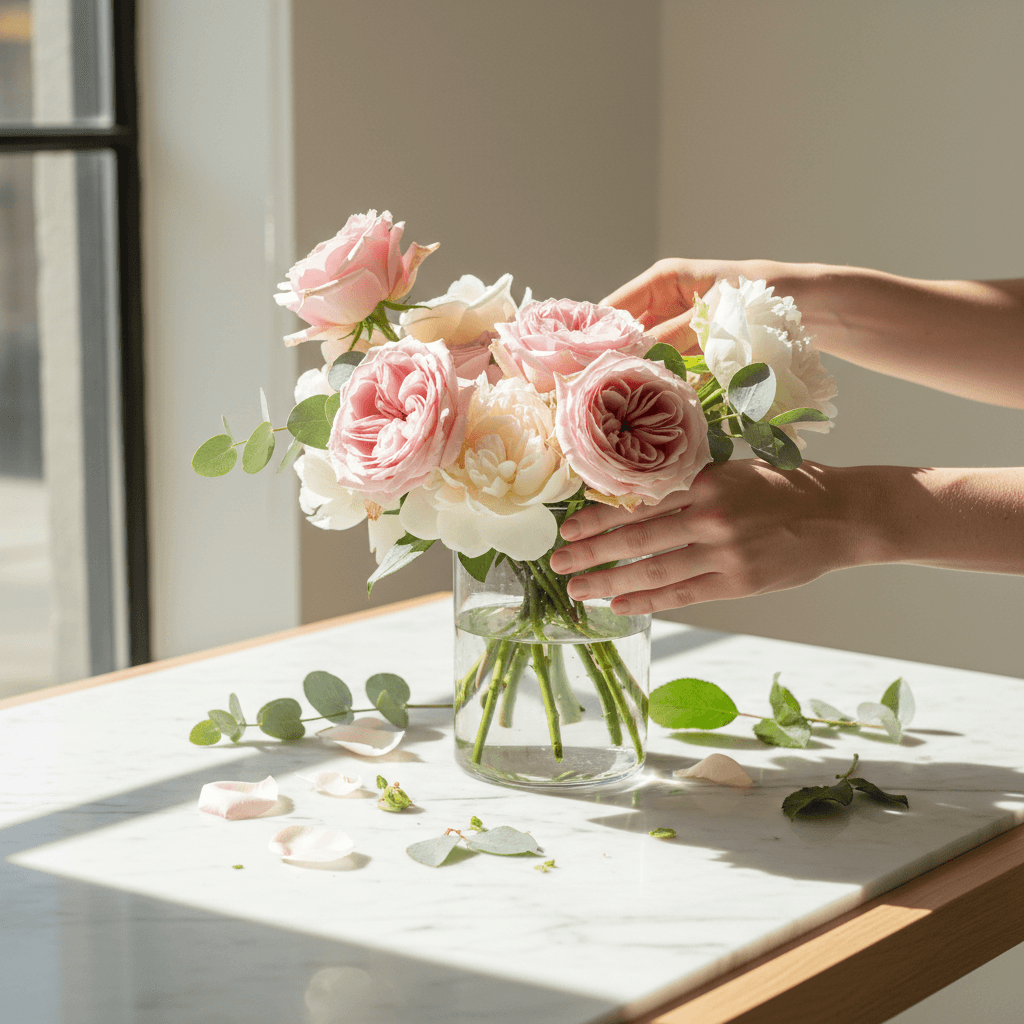 A fresh arrangement on a shop counter